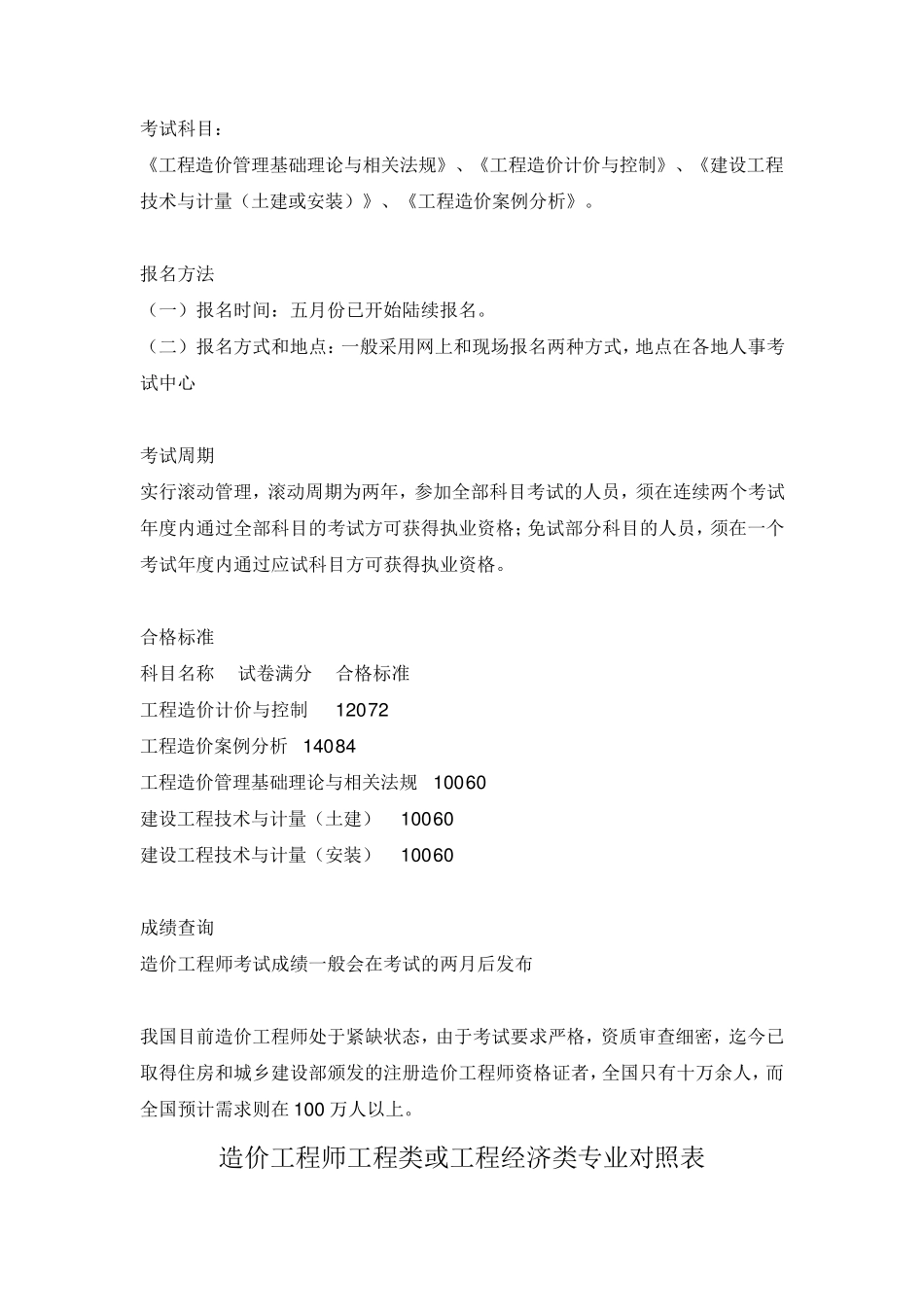 造价工程师报考条件和专业对照表_第2页