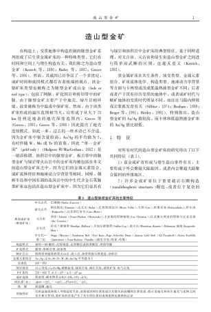 造山型金矿(黄金地质专题信息编辑之三)
