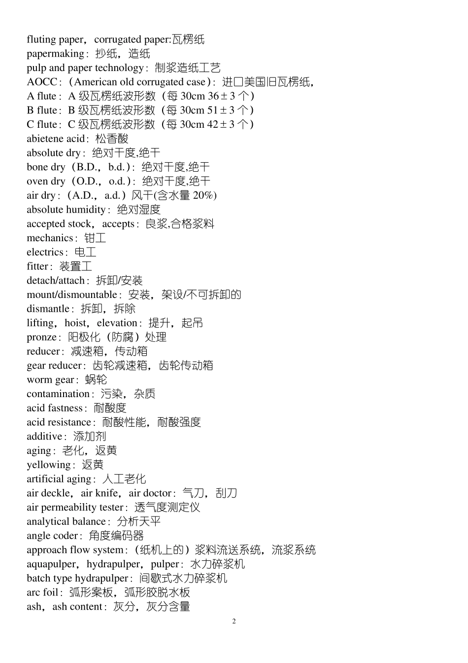 造纸专业英文词汇_第2页