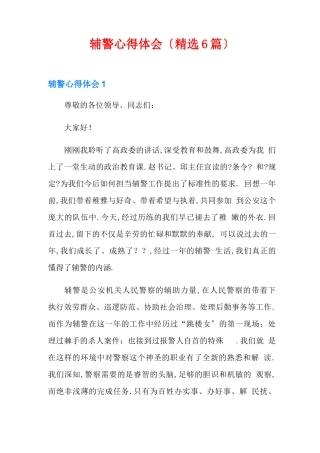辅警心得体会精选6篇