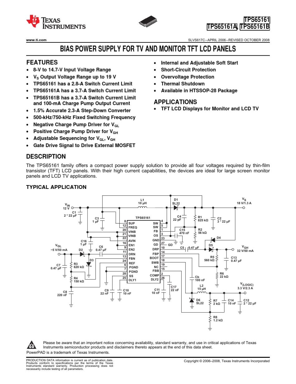 逻辑板供电ICTPS65161资料_第1页