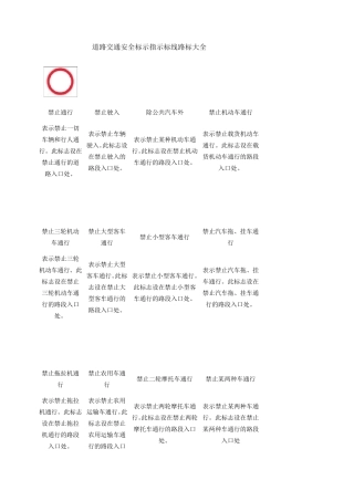 道路交通安全标示指示标线路标大全