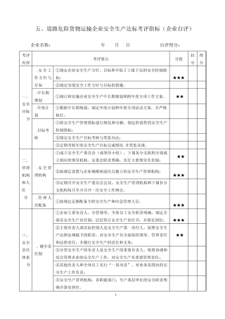 道路危险货物运输企业安全生产达标考评指标(企业自评)