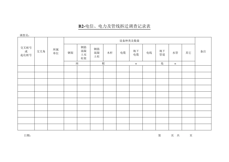 道路外业调查记录表格大全_第2页