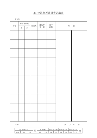 道路外业调查记录表格大全