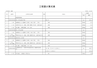 道路工程量计算式表(通用)