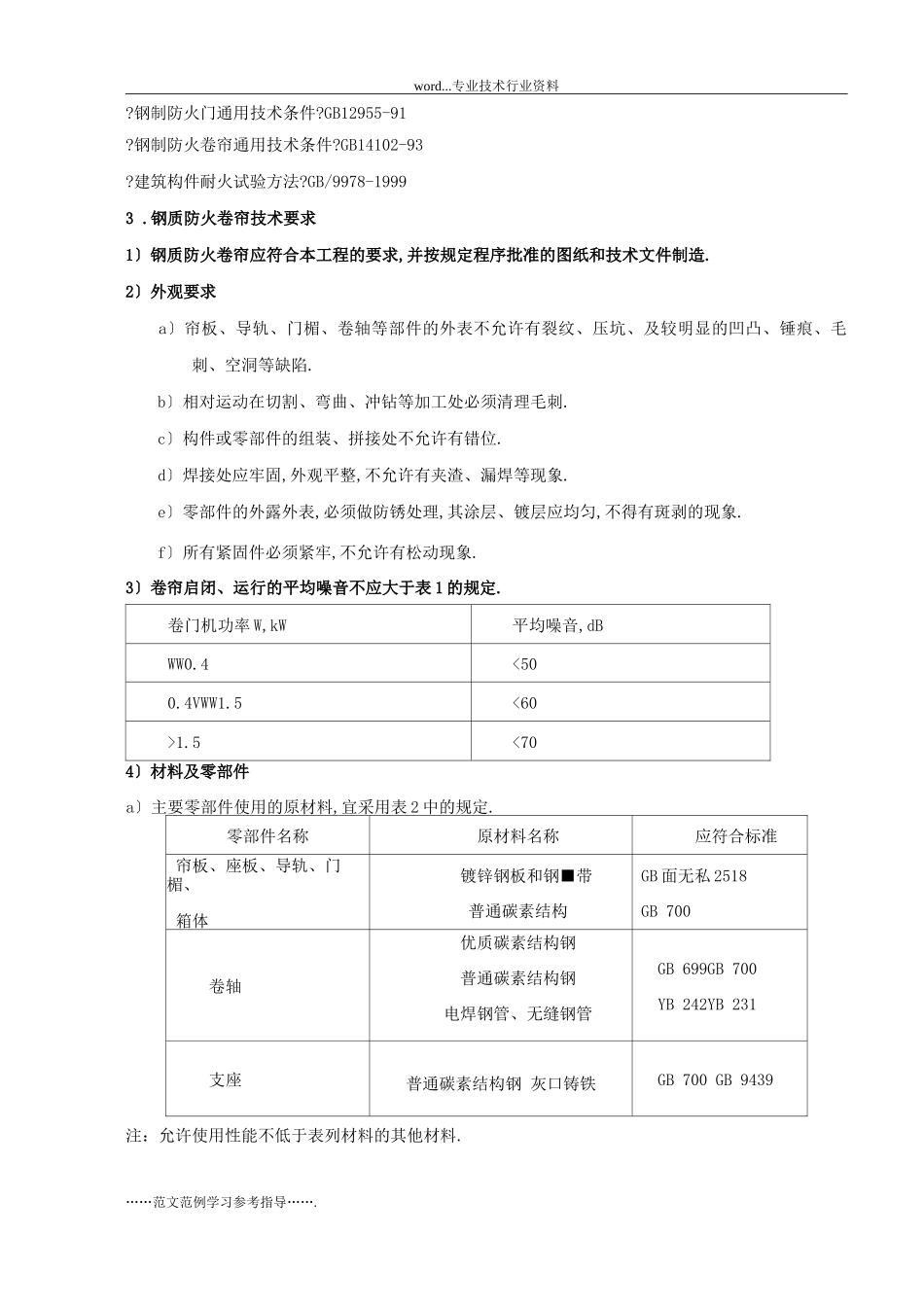 防火卷帘招投标的技术要求_第2页