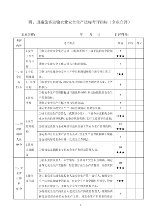 道路旅客运输企业安全生产标准化达标自评