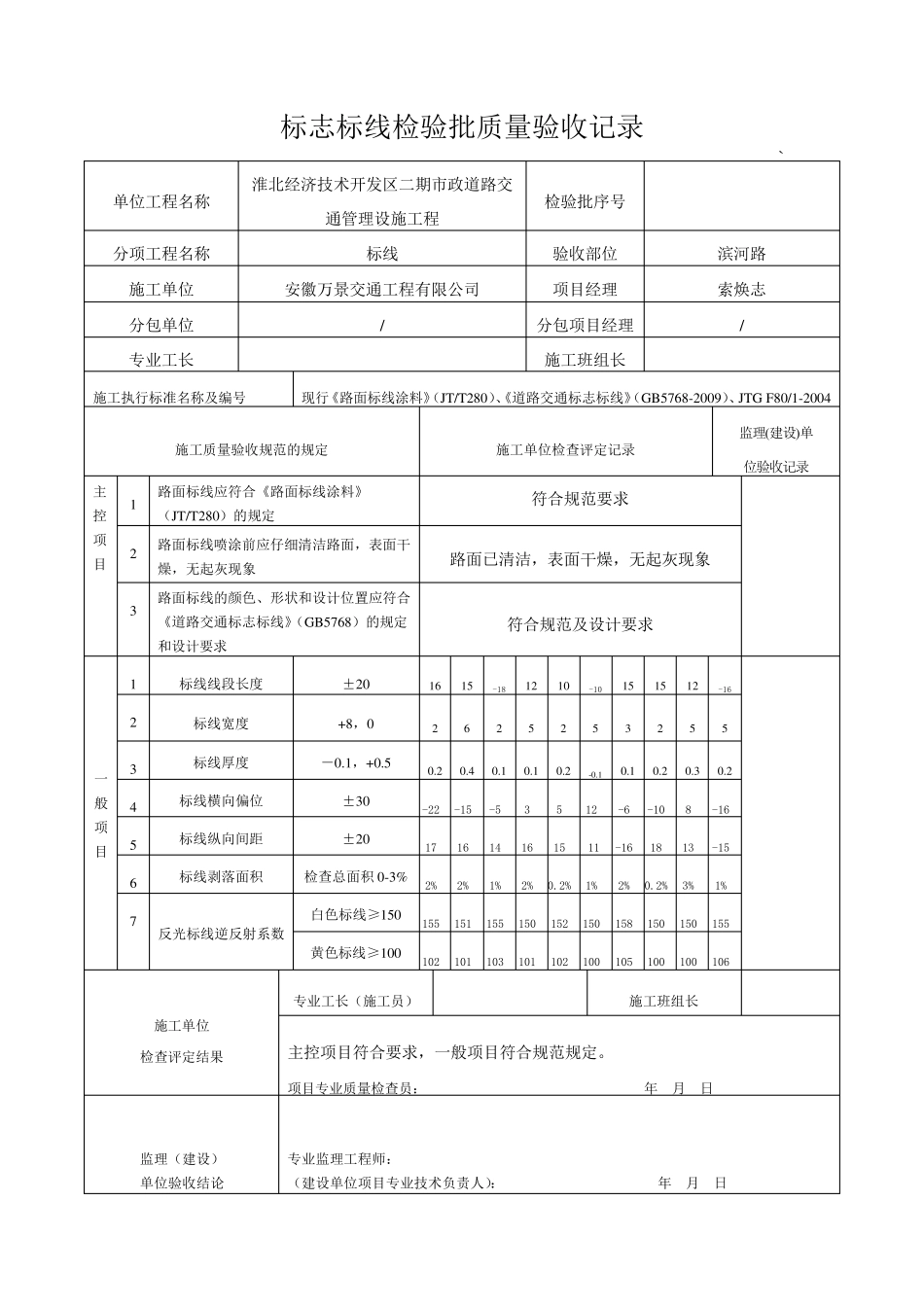 道路标志标线检验批质量验收记录_第3页