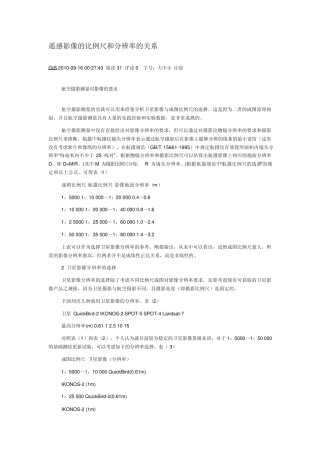 遥感影像的比例尺和分辨率的关系