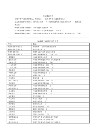 郑州绿城通营业网点一览表(各银行及移动网点大全)