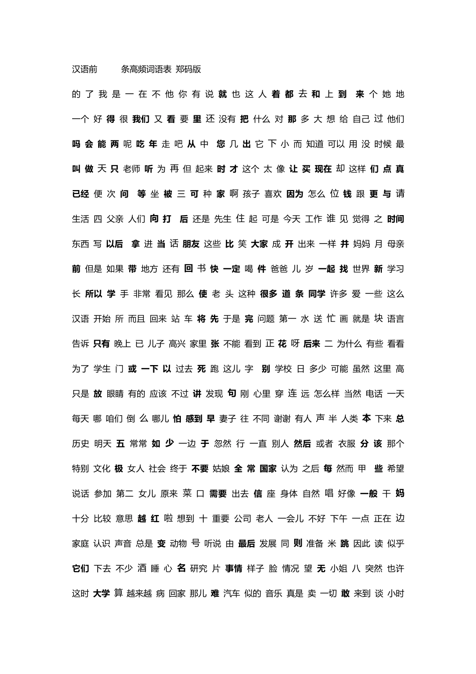 郑码常用字词简码整理_第1页