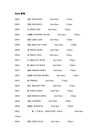 郡士、giga模型漆色号大全