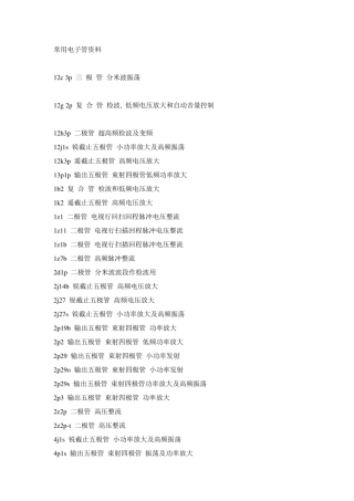 部分电子管参数