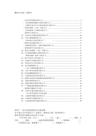 部分螺杆空压机厂家简介