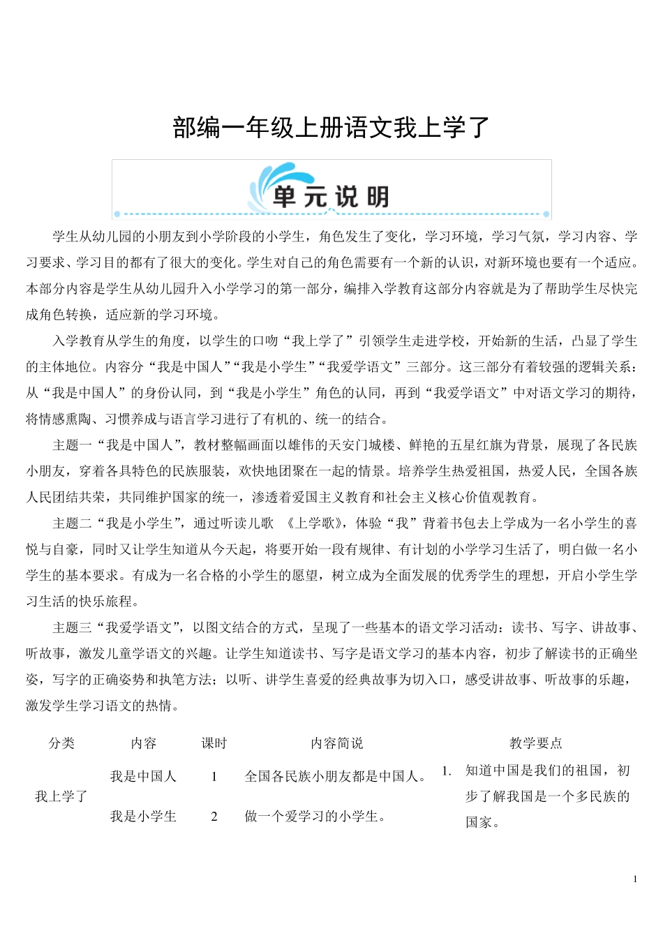 部编一年级上册语文我是中国人[教案]_第1页