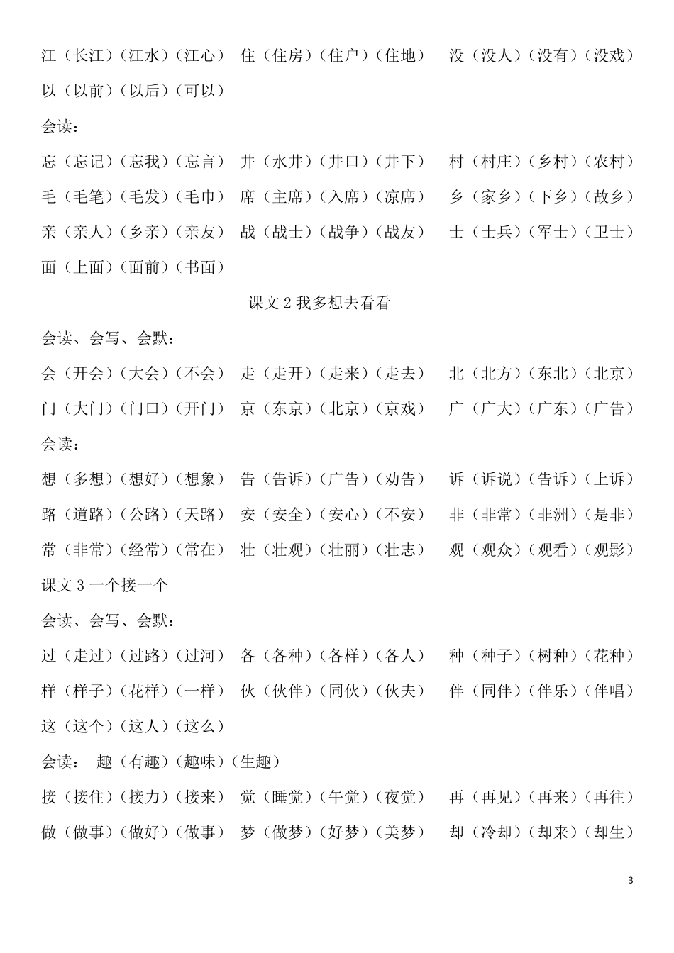 部编一年级语文下册一类字组词全_第3页