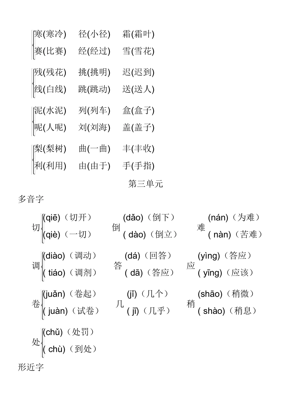 部编三年级语文上册[多音字+形近字]组词汇总_第2页
