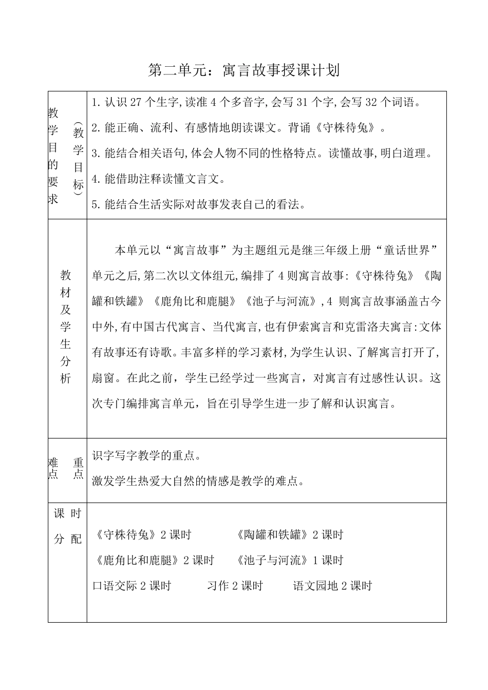 部编三年级语文下册全册单元计划_第2页