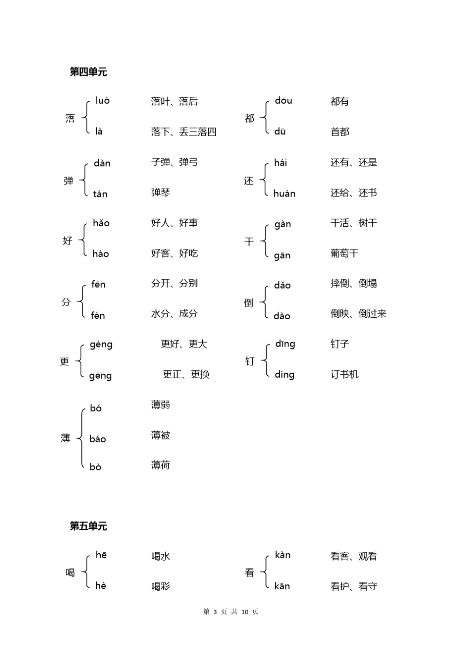 部编二年级语文上多音字(答案参考)_第3页