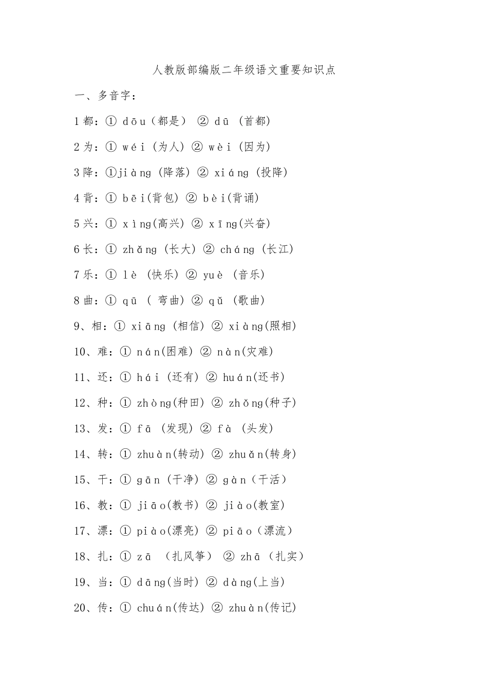 部编人教版二年级语文上册知识点归类_第1页