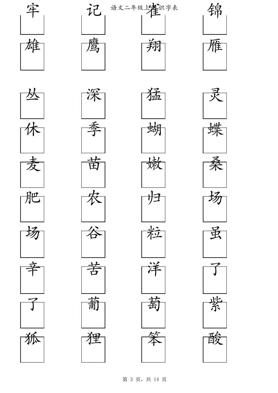 部编人教版二年级语文上册识字表_第3页
