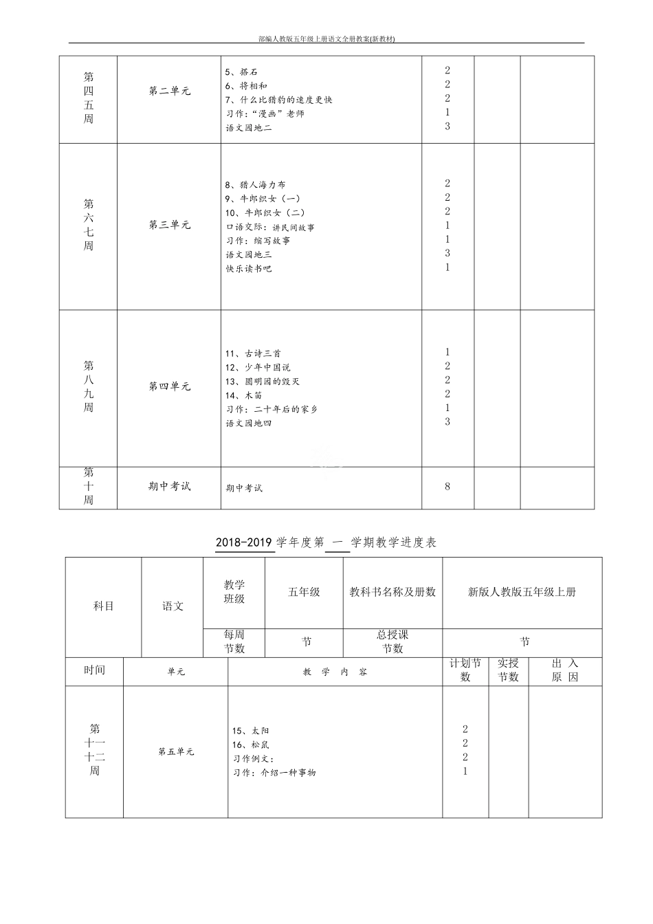 部编人教版五年级上册语文全册教案(新教材)_第2页