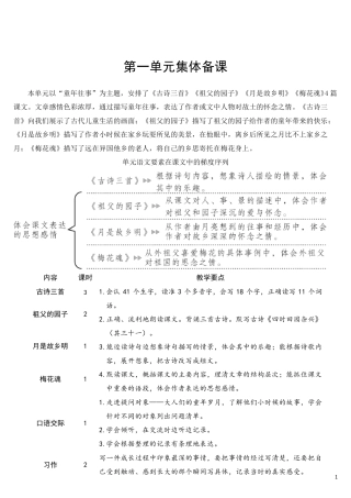部编人教版五年级语文下册第一课《古诗三首》教案教学设计