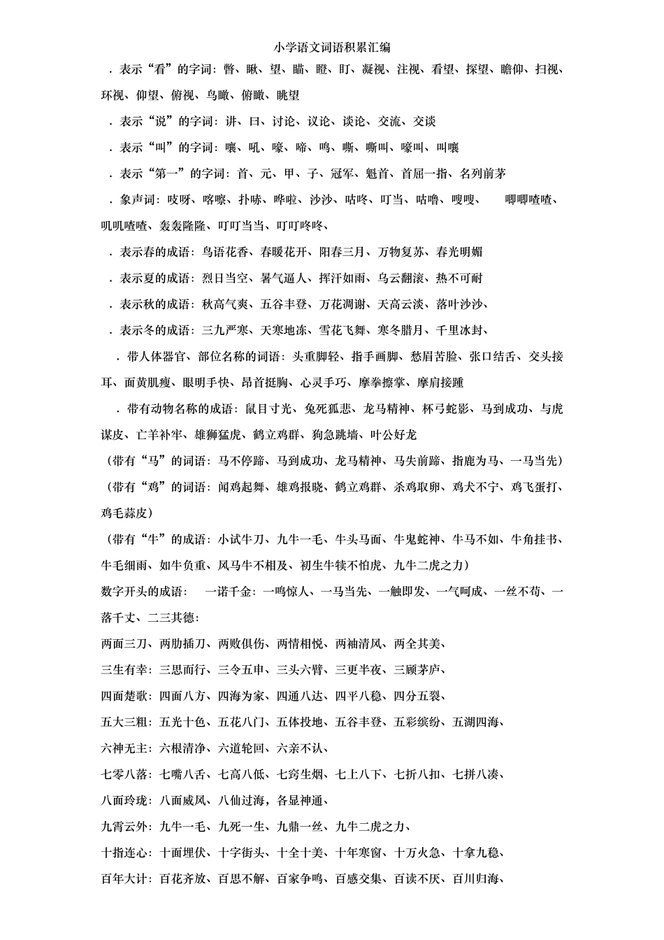 部编人教版小学语文词语积累汇编_第1页