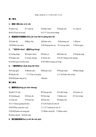 部编人教版语文八年级全册生字词清单