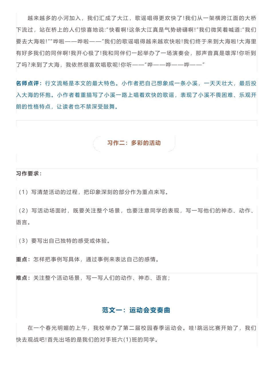 部编六年级上18单元习作_写作重难点+写作思路+优秀范文_第3页