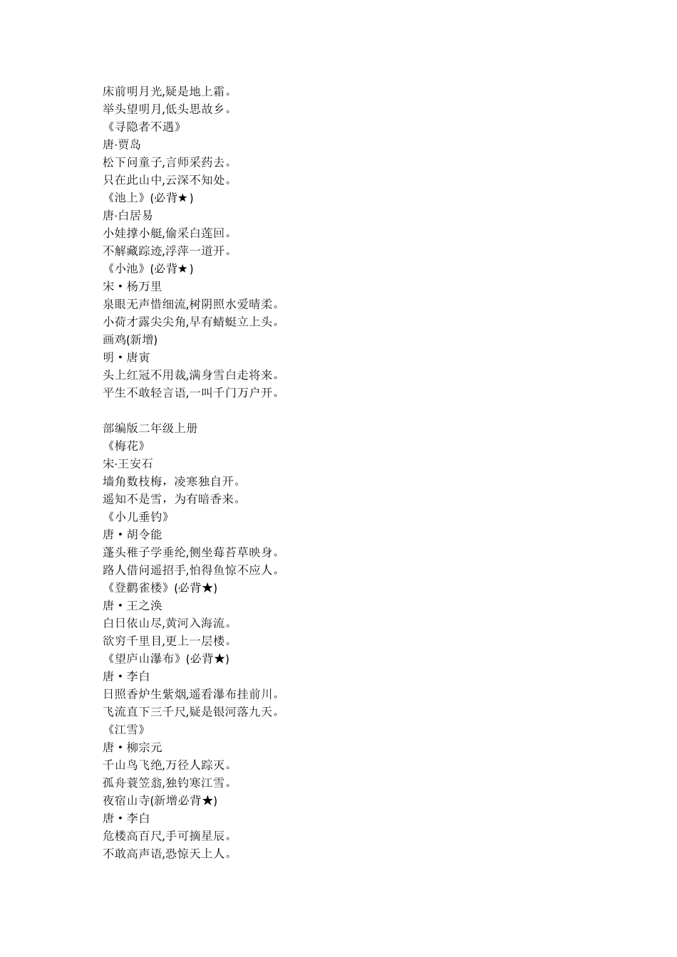 部编小学一至六年级必背古诗词_第2页