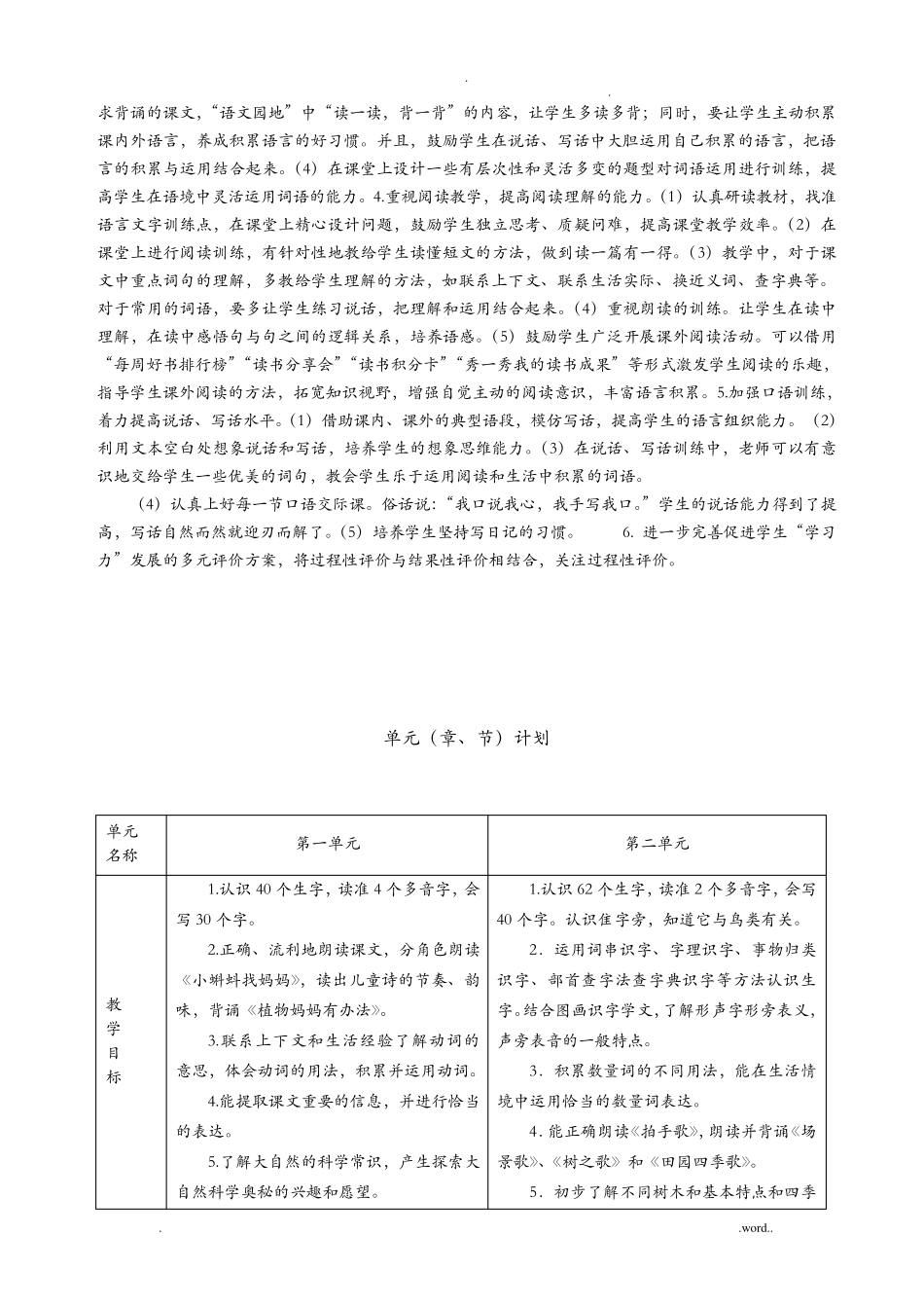 部编教材二年级上册语文教学计划_第3页