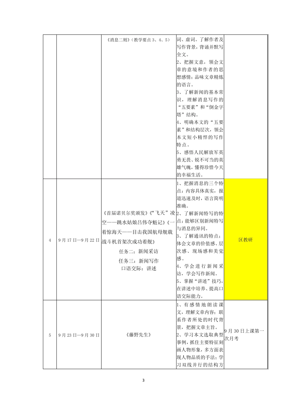 部编教材八年级语文上册教学计划_第3页