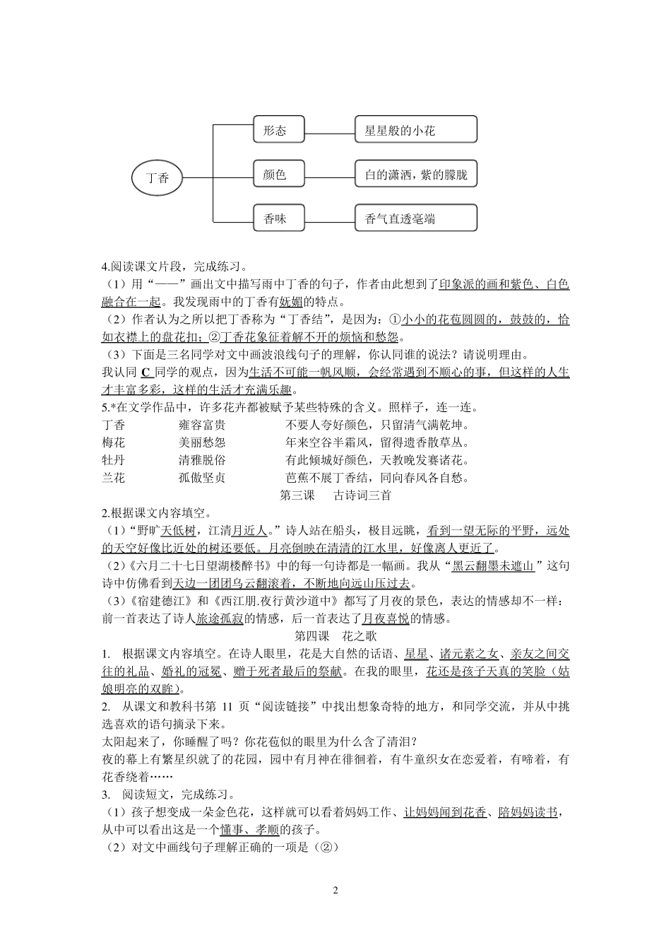部编教材六年级上册课堂作业本答案_第2页