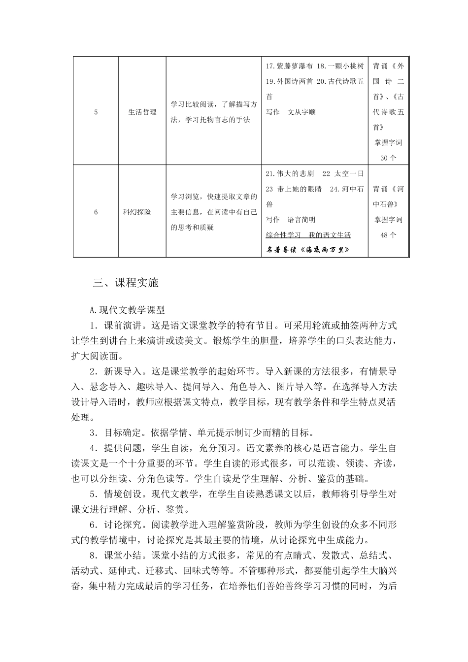 部编本2017年七年级下册语文学科课程纲要_第3页