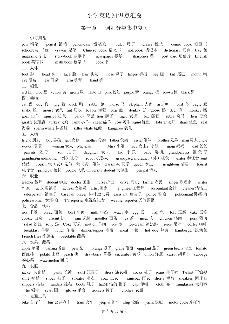 部编版(超详)小学英语知识点归纳汇总_第3页