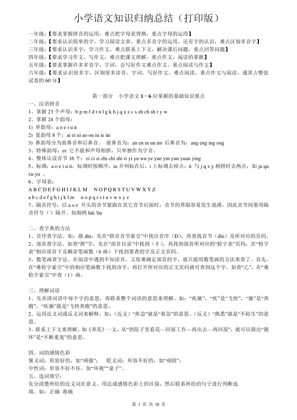 部编版(超详)小学语文知识点归纳汇总_第1页