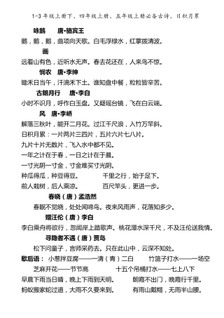 部编版14年级日积月累和古诗