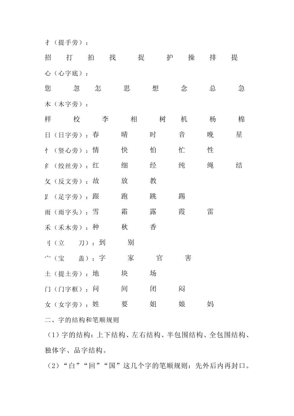 部编版一年级下册偏旁部首、结构、仿写句子_第2页