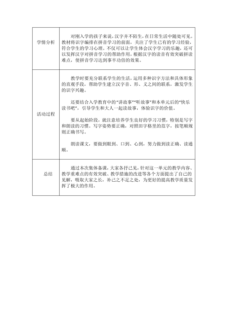 部编版一年级语文上册集体备课记录_第2页