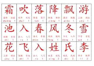 部编版一年级语文下册识字卡片