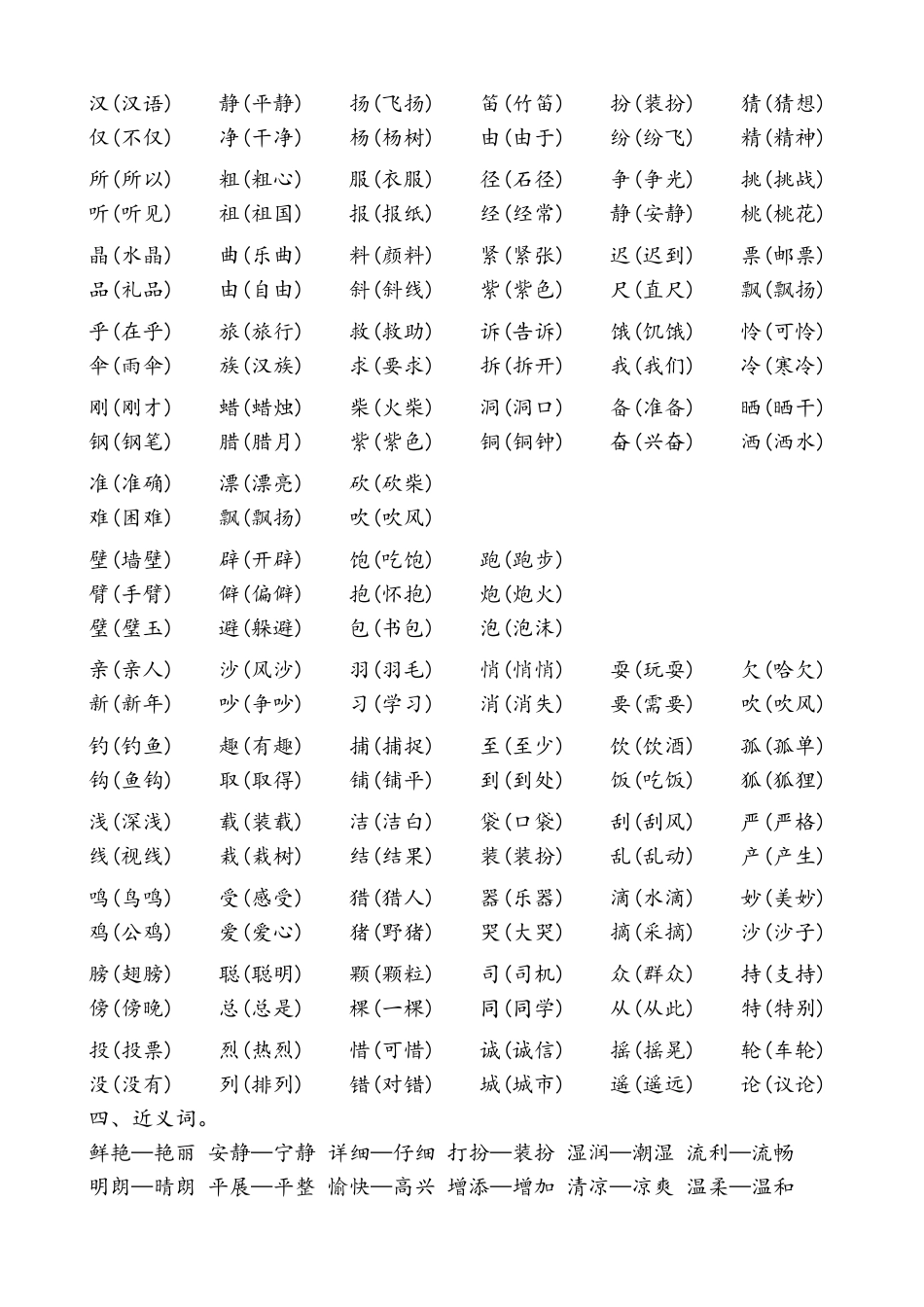 部编版三年级上册语文复习资料_第3页