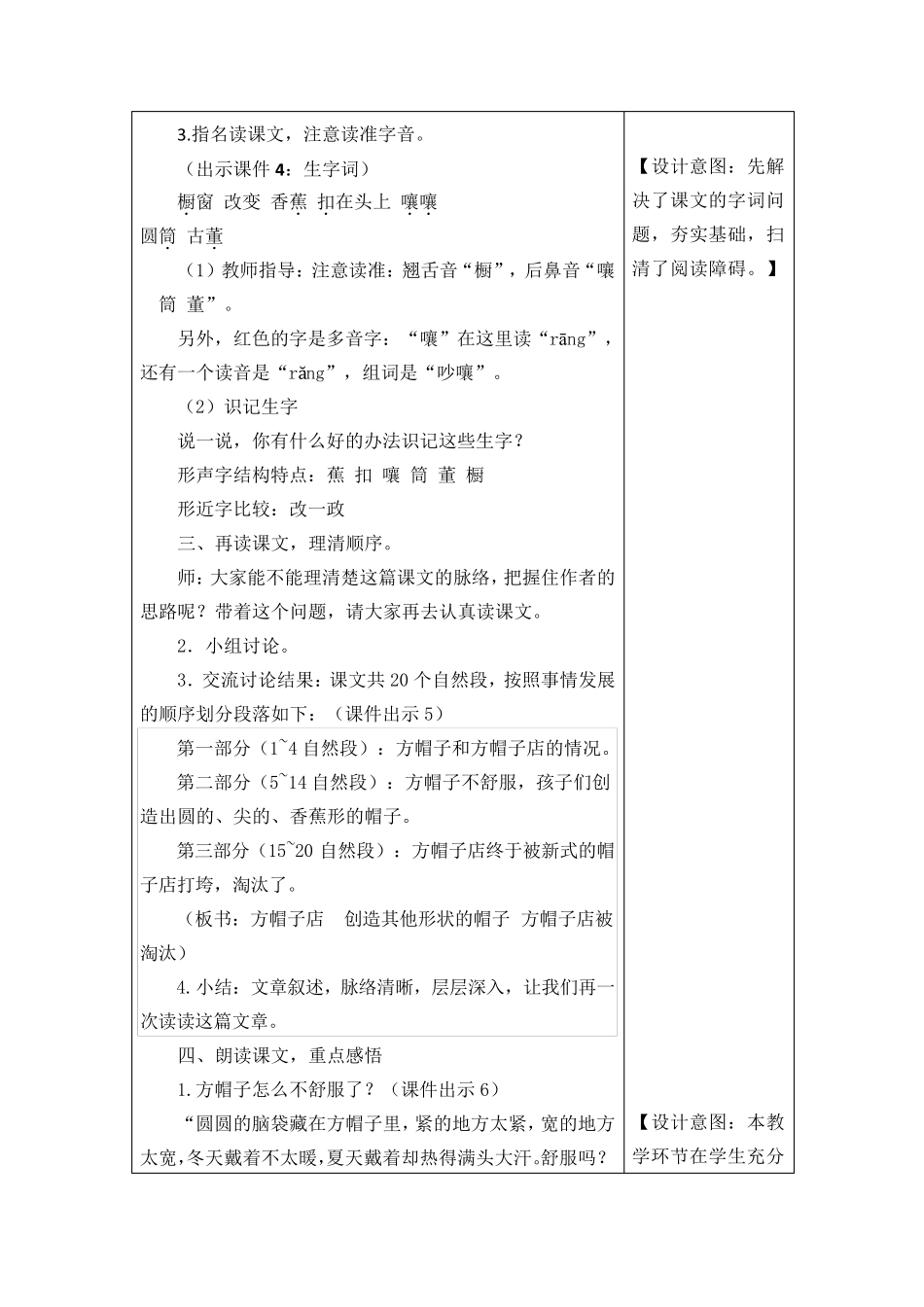 部编版三年级语文下册26《方帽子店》教案_第2页