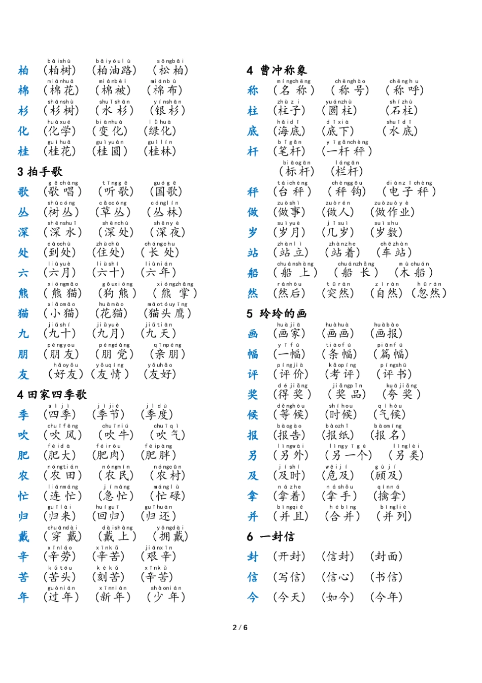 部编版二年级语文上册写字表组词_第2页