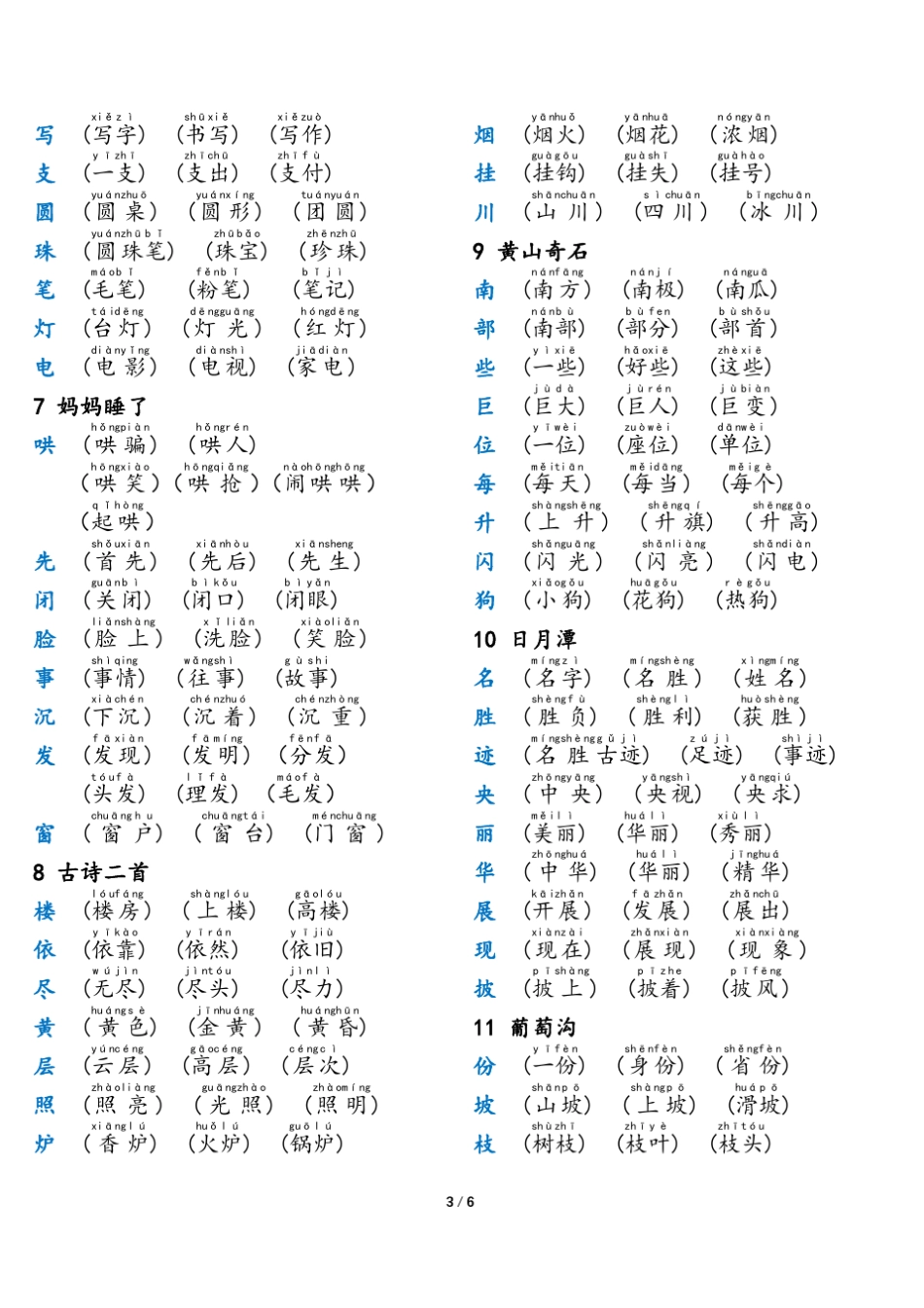部编版二年级语文上册写字表组词_第3页