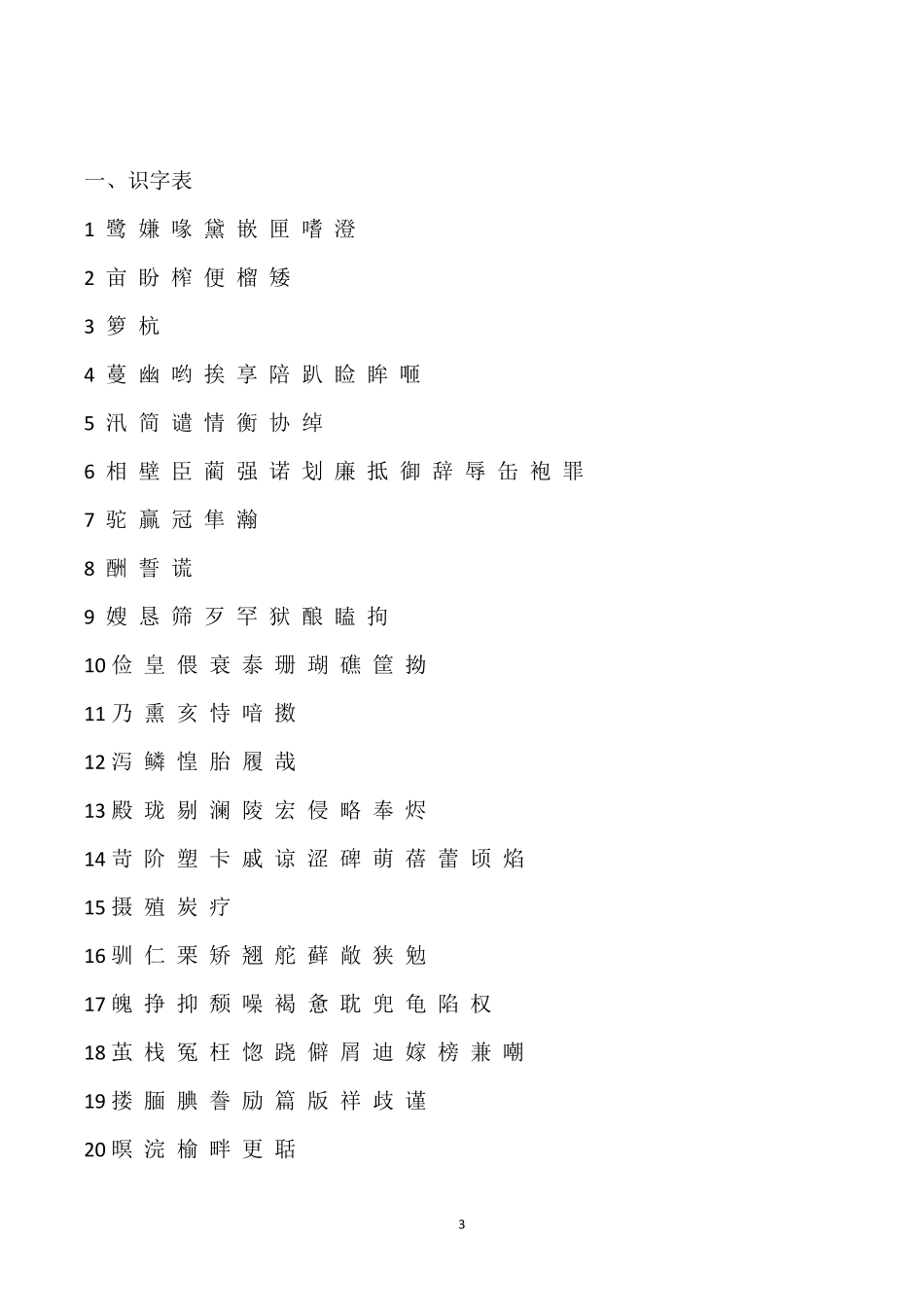 部编版五年级上册语文识字表写字表词语表(含注音)_第3页