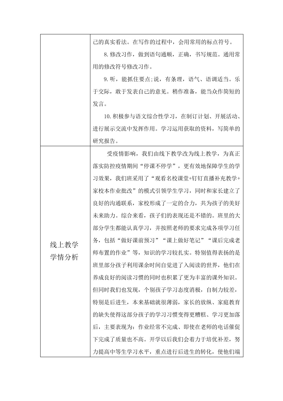 部编版五年级下册语文教学计划(含进度表)_第3页