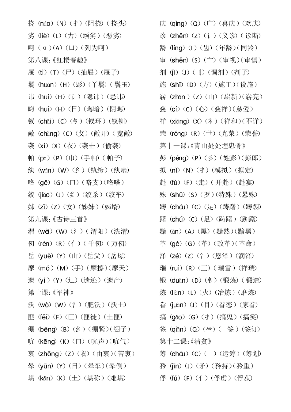 部编版五年级下册语文生字表_第3页
