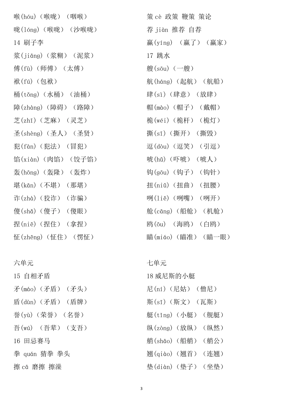 部编版五年级语文下册《生字注音、组词》_第3页